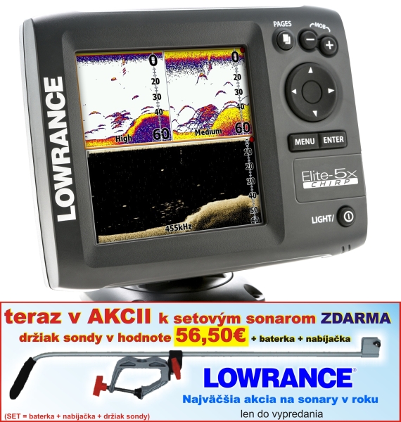 Lowrance ELITE-5X CHIRP 4 lúč snímanie 120°/60°/55°/30°