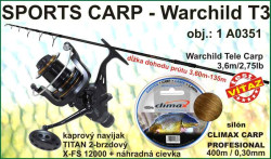 SPORTS CARP set Warchild tele 3,6m/2,75 +navijak+silon