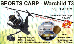 SPORTS CARP set Warchild tele 3,9m/3lb +navijak +silon