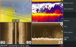 ukka ponukovej obrazovky sonaru kde je mapa - sonar - priestorov snmanie - navigcia - info - video (napr. podvodn kamera)