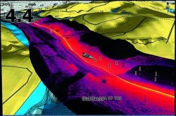 Hbkov profily zobrazen na mape sonaru HDS s GPS navigtorom a plastickm vykreslen priestorovej sondy do mapy u HDS Gen2