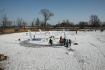 Ľadový kolotoč v Červeníku, rybári sa zabávali
