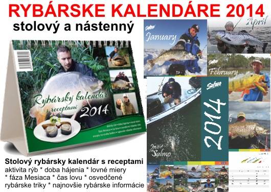 Rybárske kalendáre 2014 - najpredávanejší rybársky stolový kalendár a nástenný kalendár
