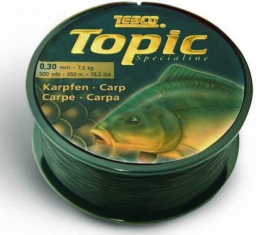 Pružný,mäkký kaprový vlasec Zebco Topic Carp odolný voči oderu
