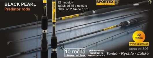 SPORTEX - prívlačové prúty Black Pearl - prívlačová novinka s 10 ročnou zárukou SPORTEX - prívlačové prúty Black Pearl - prívlačová novinka s 10 ročnou zárukou
