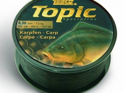 Pružný,mäkký kaprový vlasec Zebco Topic Carp odolný voči oderu