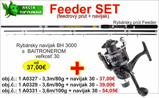 Feeder set prút + dvojbrzdový navijak od 37€