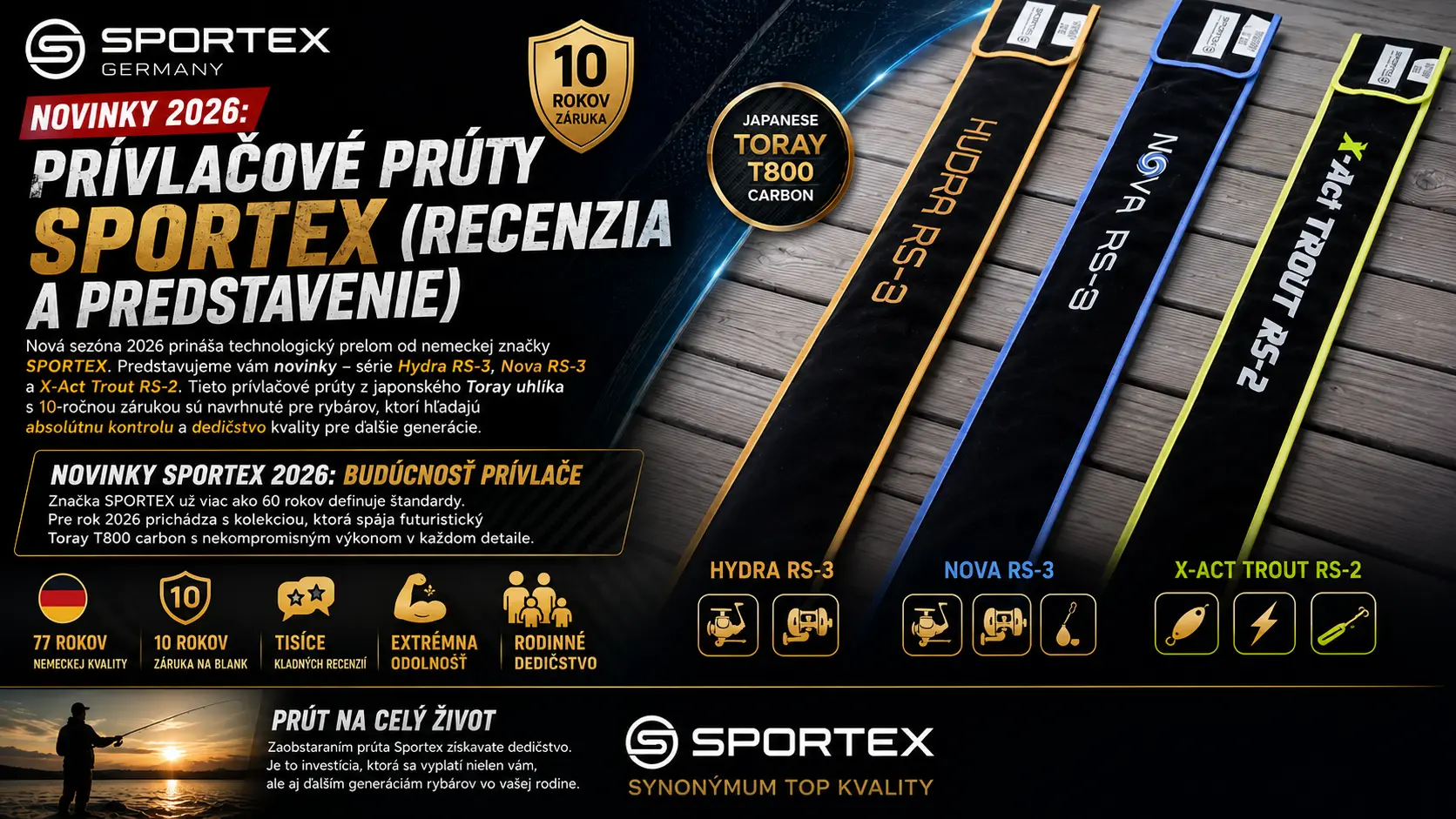 Prívlačové prúty SPORTEX 2026 Nové prívlačové prúty SPORTEX pre sezónu 2026 - technologické novinky a modely