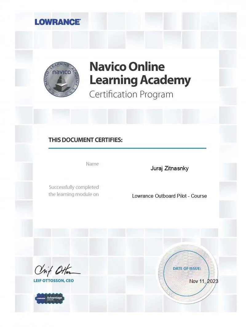 Certifik�cia Navico Technical Certification Program