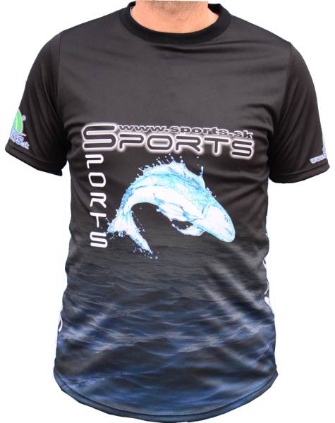 Dres SPORTS s logom ryby - čierne Veľkosť S
