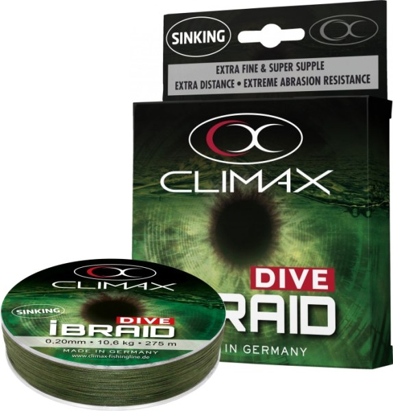 Potápavá šnúra Climax iBraid DIVE olivová 135m Priemer: 0,10mm Nosnosť: 4,1kg
