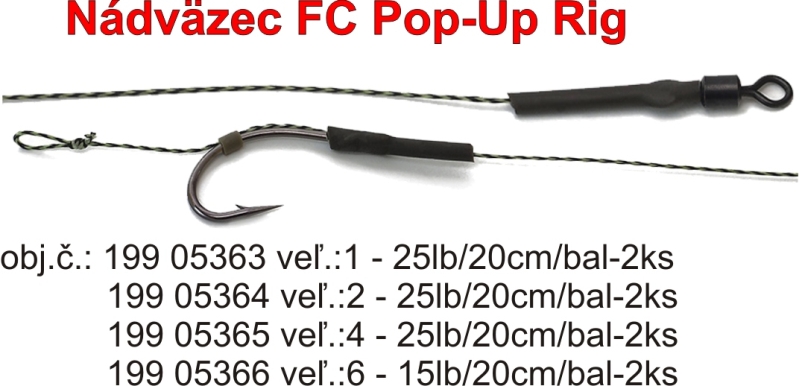 FC Pop - up Rig nadväzec 20 cm / 2 ks / Weedy green 25lb, veľkosť 2