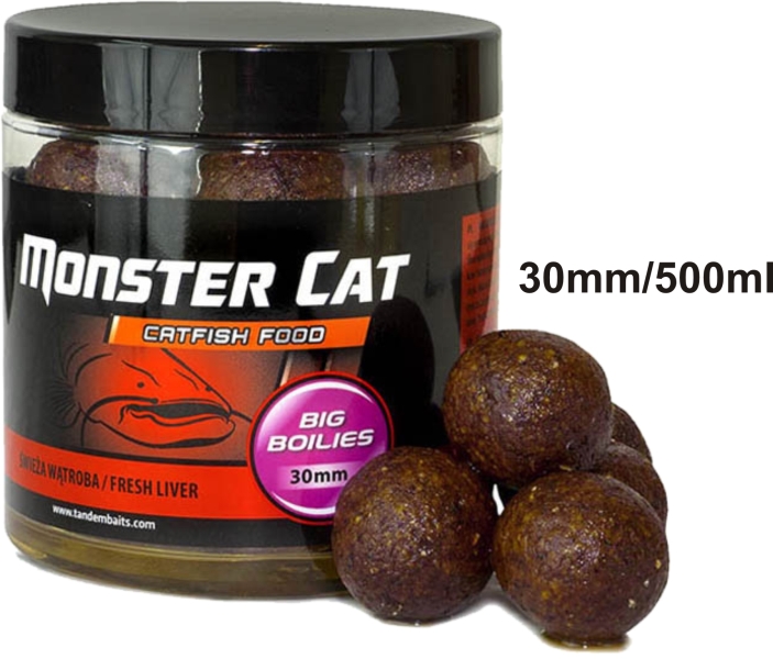 Monster Cat BIG Boilies 30mm/330g - Tandem Baits Fresh Liver (čerstvá pečeň)