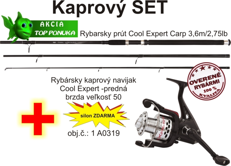 Akcia KARP 3,6m/2,75lb, 3diel + navijak 50 FD + silon