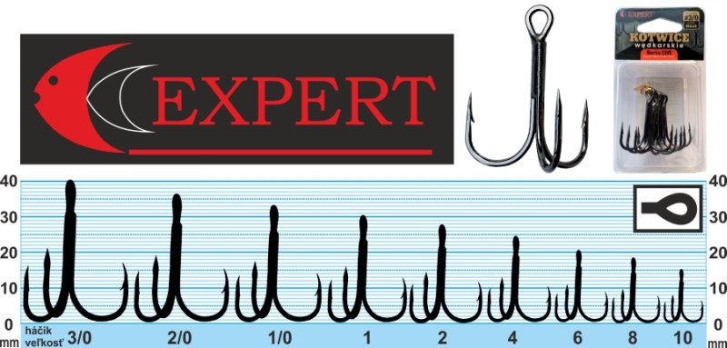 Trojháčik s protihrotom Expert 1215 čierny Veľkosť: č. 4 Balenie: 6ks