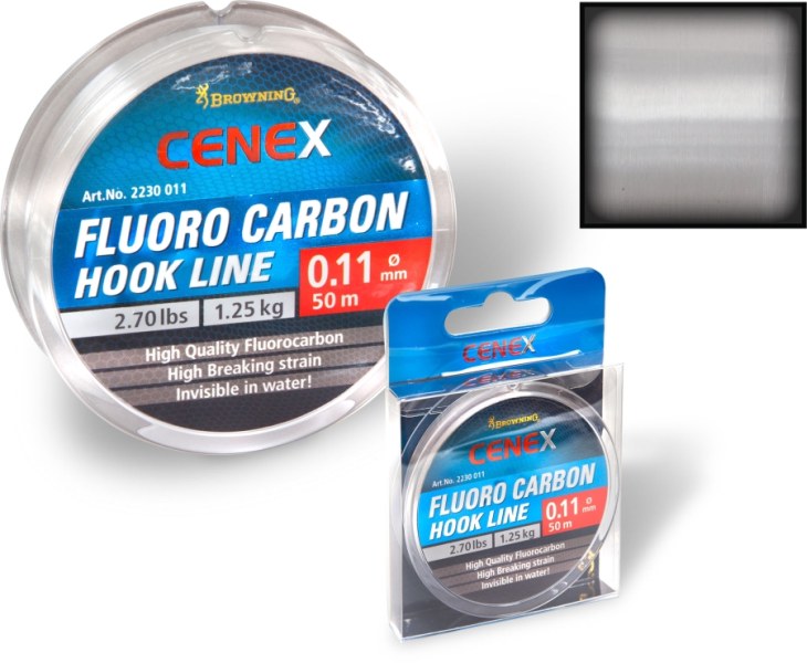 Feeder fluorocarbon Cenex Hook line - priehladný 50m 0,13mm / 1,60kg