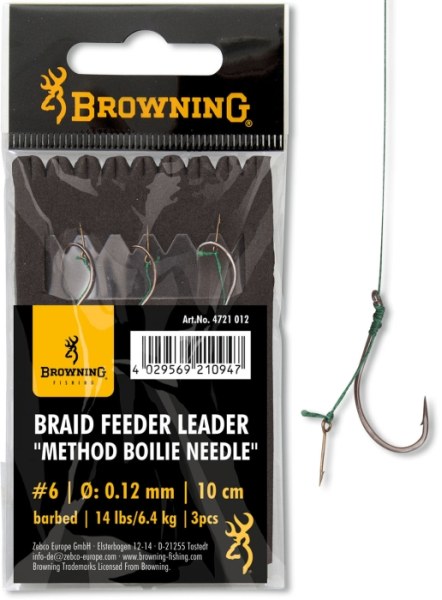 Feeder nadväzec - šnúra, method boilies ihla 3ks 10cm / 6,4kg #8 háčik 3ks