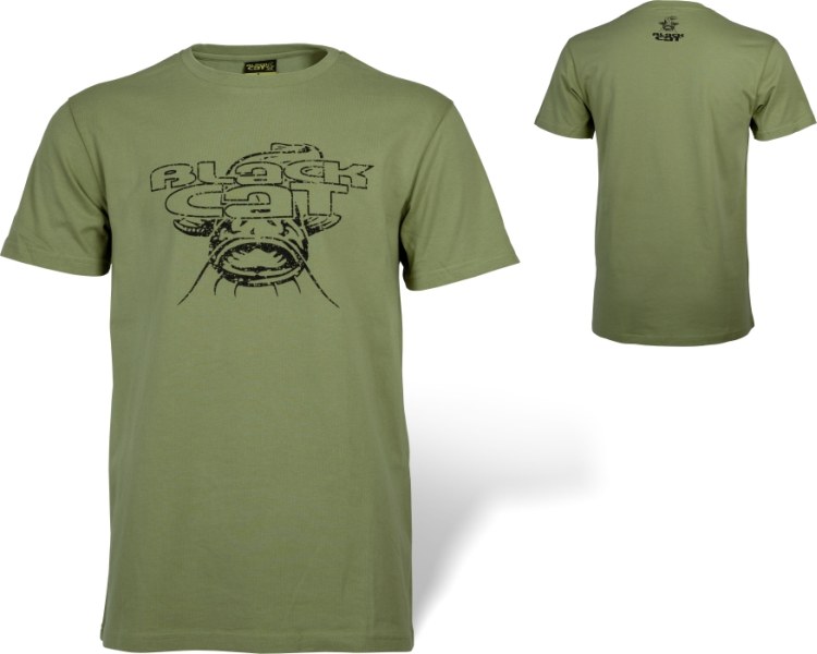 Zelené tričko Black Cat s logom veľkosť L