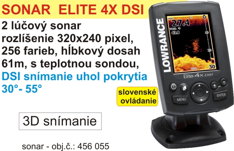 Lowrance Elite4x DSI sonar 455/800kHz Rybárske potreby SPORTS
