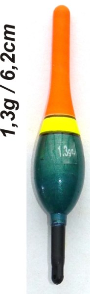 Plavák na ryby, dĺžka 62mm / nosnosť 1,3 gr