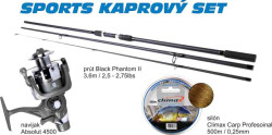 Kaprársky SET - Prút 3,6m / Navijak / Silon