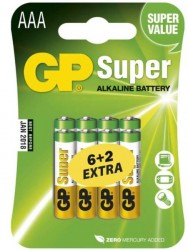 Batéria LR03 GP SUPER  - Balenie 6+2 cena za 1ks