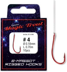 Naviazaný červený háčik 10ks - B-MAGGOT rigged hooks