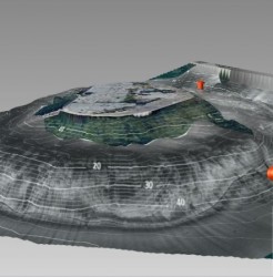 vodná plocha vypracovaná v softvéry na 3D modeling aj s hĺbkovými zlommi