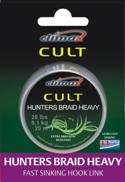 CLIMAX šnúra 20m - HUNTERS BRAID HEAVY Weed - 20lbs / 9,1kg / 20m